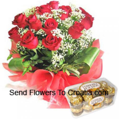 11 Red Roses with Yummy 16 Pcs Ferrero Rochers