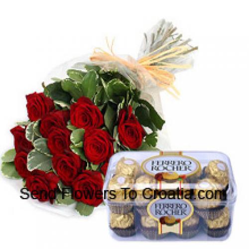 16 Stk. Ferrero Rocher mit 11 schönen roten Rosen