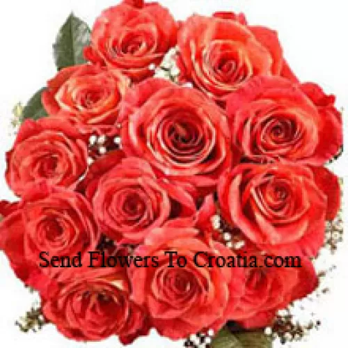 Conjunto de 11 rosas laranja com recheio sazonal