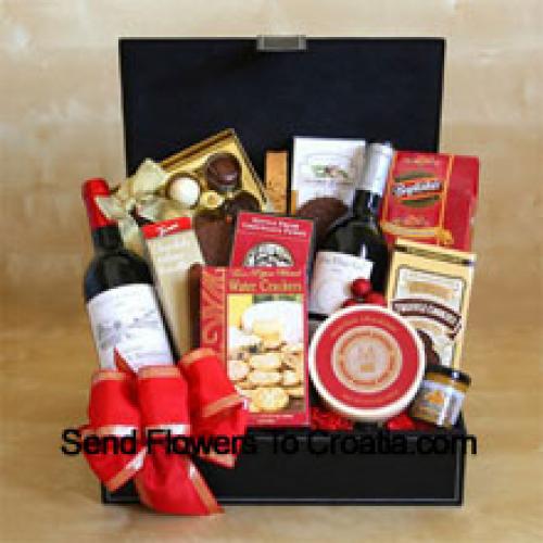 Cesto Regalo con Vino Rosso e Snack